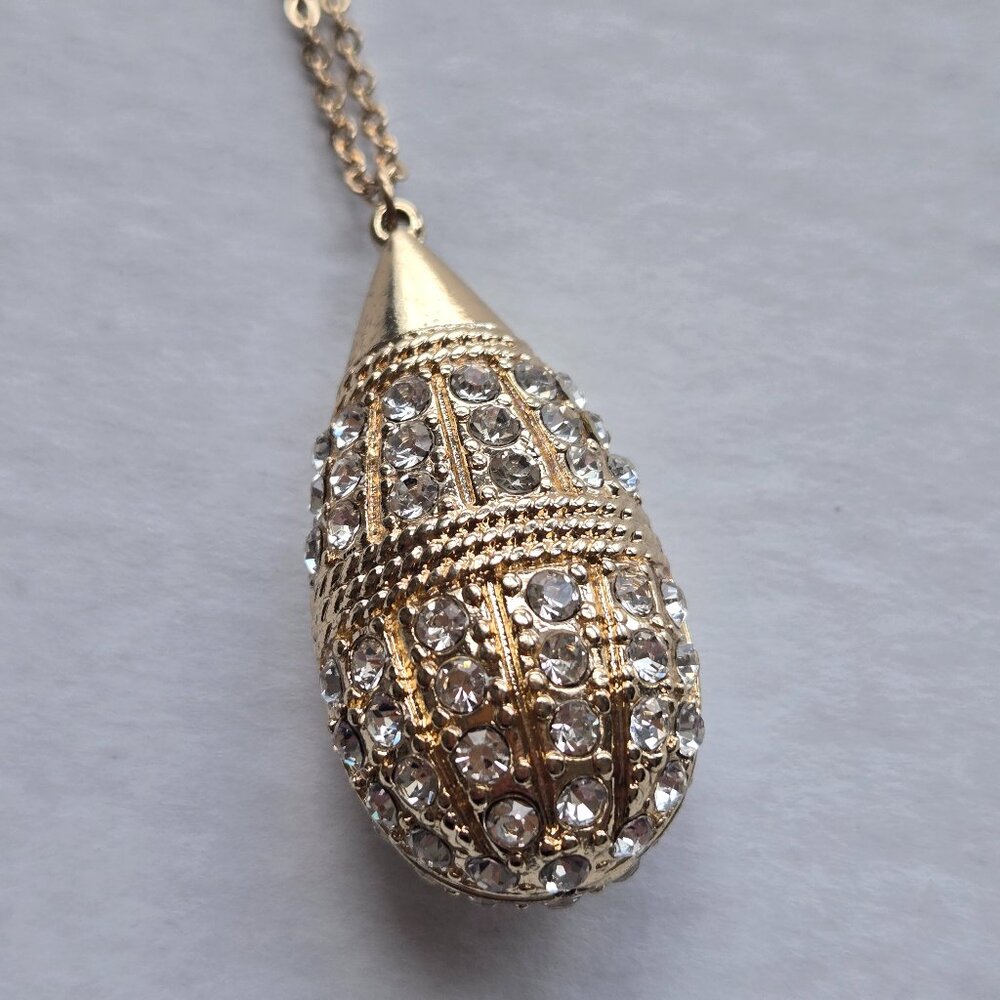1980's Pave Rhinestone Faberge Egg Pendant